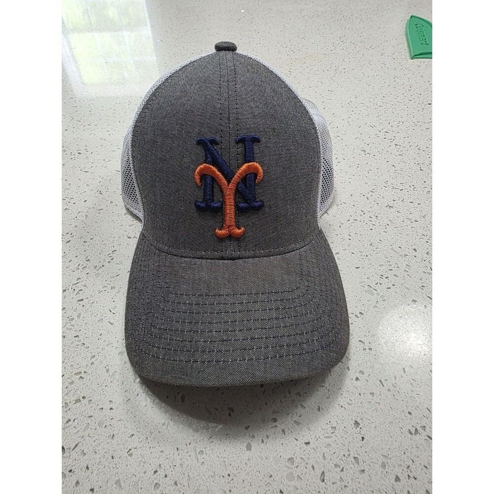 New York Mets Gray Trucker hat easy closure Embroidered orange/blue retro logo